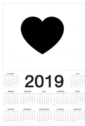 Kalendarz 2019 Serce Black
