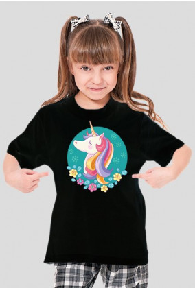 T-shirt dziewczęcy - Jednorożec w okręgu