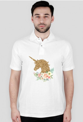 Koszulka męska polo - Złoty jednorożec