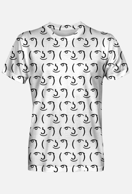 Biała koszulka męska fullprint, idealna na prezent dla informatyka, programisty, geeka, nerda, pod choinkę, na urodziny, na mikołajki - Lenny Face
