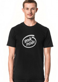 Czarna koszulka męska, tani prezent dla programisty, informatyka, nerda, geeka, pod choinkę, na urodziny, na mikołajki - Geek Inside