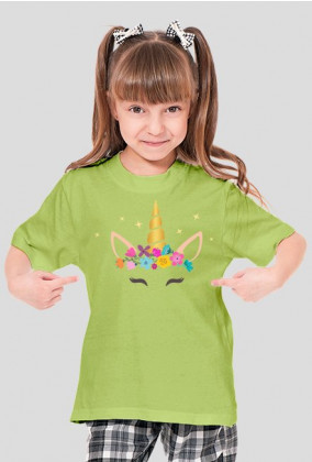 Koszulki z nadrukiem dla dzieci - Jednorożec ze złotym rogiem