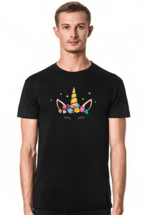 T-shirt męski promocja - Jednorożec ze złotym rogiem
