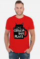 KOSZULKA MĘSKA CAT COFFEE IS SAFE PLACE