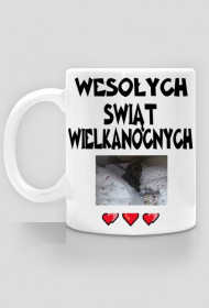 KUBEK z napisem WESOŁYCH ŚWIĄT WIELKANOCNYCH ze zdjęciem LABRADORm