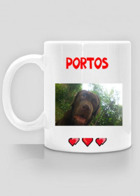 KUBEK z napisem imienia psa PORTOS ze zdjęciem LABRADOR