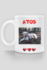 KUBEK  ze zjęciem labrador i z napisem Atos