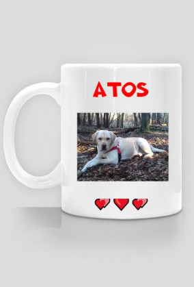 KUBEK  ze zjęciem labrador i z napisem Atos