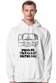 Bluza z kapturem biała Proszę Trzasnąć Drzwiami