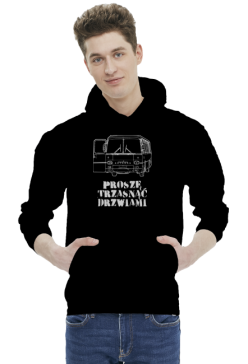 Bluza z kapturem czarna Proszę Trzasnąć Drzwiami