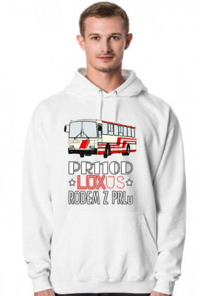 Bluza z kapturem biała Luksus Rodem z PRLu