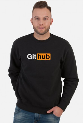 Bluza męska bez kaptura, praktyczny i tani prezent dla programisty, informatyka, na walentynki, pod choinkę - Github (przeróbka Pornhub)