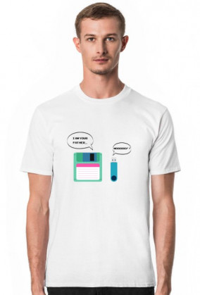 Męski T-shirt ciekawy pomysł na śmieszny prezent dla programisty, informatyka - Floppy Disk, Pendrive "I am your Father"," Nooo!!"