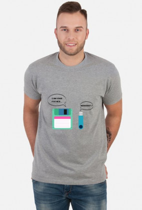 Męski T-shirt ciekawy pomysł na śmieszny prezent dla programisty, informatyka - Floppy Disk, Pendrive "I am your Father"," Nooo!!"