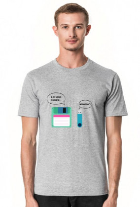 Męski T-shirt ciekawy pomysł na śmieszny prezent dla programisty, informatyka - Floppy Disk, Pendrive "I am your Father"," Nooo!!"