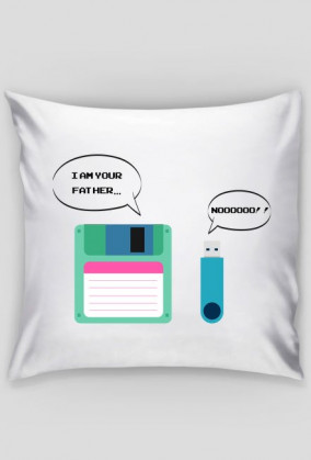 Poduszka z przerobionym motywem z Gwiezdnych Wojen, ciekawy pomysł na praktyczny i tani prezent dla informatyka, programisty - I am your father... Noooo! Floppy Disk (Dyskietka), Pendrive