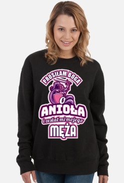Bluza damska Prosiłam Boga o anioła i zesłał mi mojego męża (czarna)