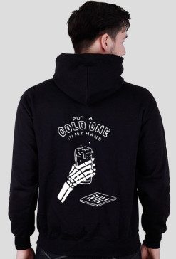 put a gold one in my hand czarna bluza męska z kapturem tył
