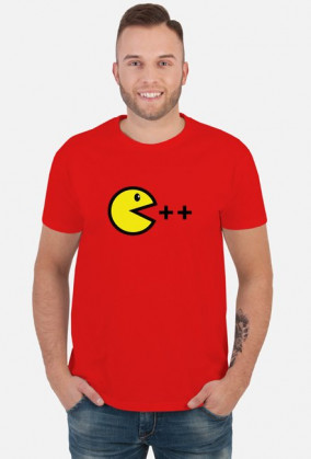 T-shirt atrakcyjny i tani pomysł na ciekawy prezent dla chłopaka, dziewczyny programisty, pod choinkę, na walentynki - Pacman C ++