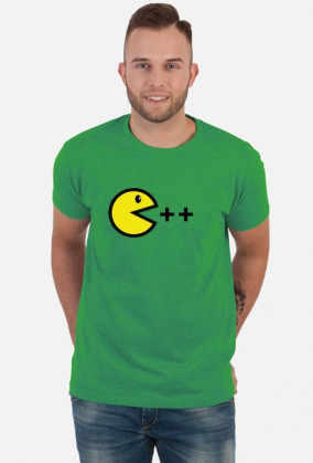 T-shirt atrakcyjny i tani pomysł na ciekawy prezent dla chłopaka, dziewczyny programisty, pod choinkę, na walentynki - Pacman C ++