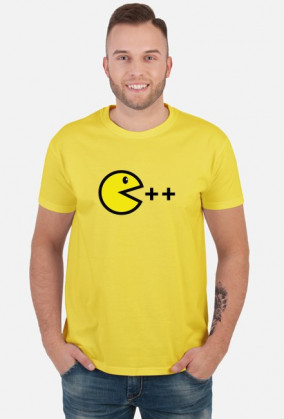 T-shirt atrakcyjny i tani pomysł na ciekawy prezent dla chłopaka, dziewczyny programisty, pod choinkę, na walentynki - Pacman C ++