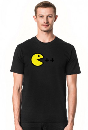 T-shirt atrakcyjny i tani pomysł na ciekawy prezent dla chłopaka, dziewczyny programisty, pod choinkę, na walentynki - Pacman C ++