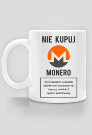 Ciekawy kubek, idealny na ciekawy prezent dla fana kryptowalut i programisty - Nie kupuj Monero! Może on szkodzić systemowi bankowemu