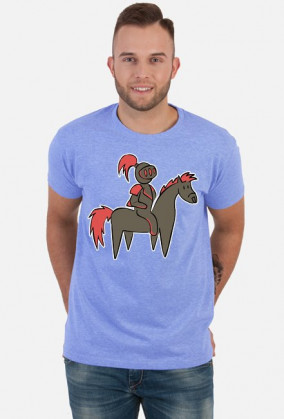 Czarno-czerwony Rycerz na czarno-czerwonym koniu