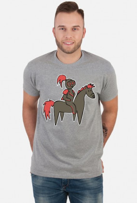 Czarno-czerwony Rycerz na czarno-czerwonym koniu