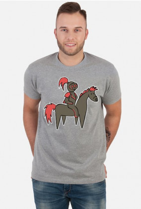Czarno-czerwony Rycerz na czarno-czerwonym koniu