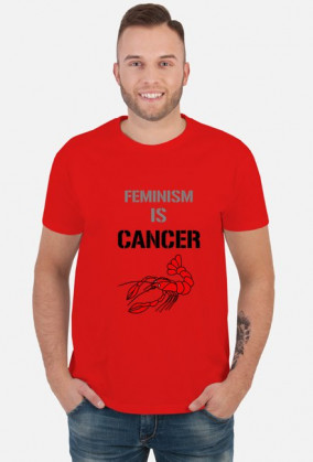 Koszulka Feminism is cancer Męska Biała/Kolory