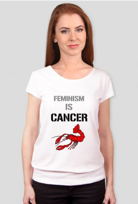 Bluzka Feminism is cancer Damska Biała/Różowa