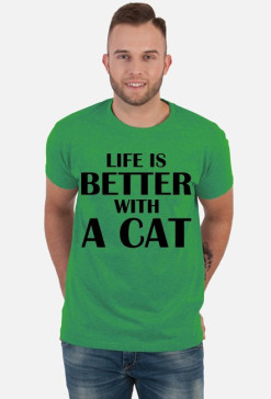 Koszulka męska LIFE IS BETTER WITH A CAT