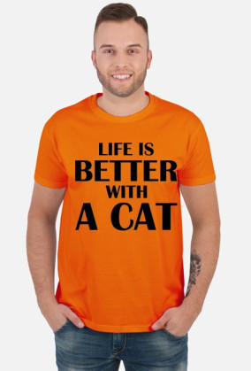 Koszulka męska LIFE IS BETTER WITH A CAT