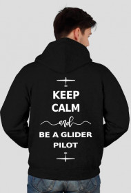 Bluza męska z kapturem, białe napisy, Keep calm and be a glider pilot