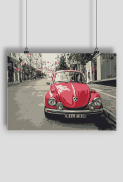 Czerwony garbus plakat A1