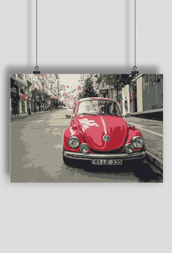 Czerwony garbus plakat A2