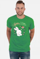 Happy Easter - królik - kwiaty - napis - męska koszulka