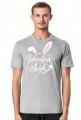 Wesołych Świąt - biały napis z uszami i ogonem królika - męska koszulka