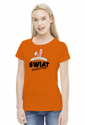 Wesołych Świąt Wielkanocnych - czarny napis z uszami królika - damska koszulka