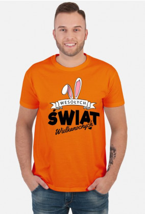 Wesołych Świąt Wielkanocnych - czarny napis z uszami królika - męska koszulka