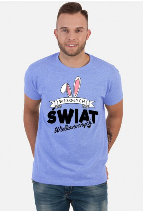 Wesołych Świąt Wielkanocnych - czarny napis z uszami królika - męska koszulka