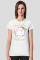 Wesołych Świąt Wielkanocnych - królik - kwiaty - napis - damska koszulka