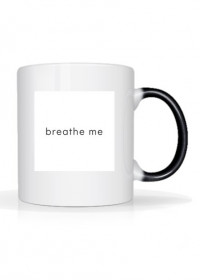 breathe me mug white logo