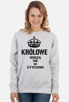 BLUZA KRÓLOWE RODZĄ SIĘ W STYCZNIU DAMSKA BIAŁA CZARNY NAPIS