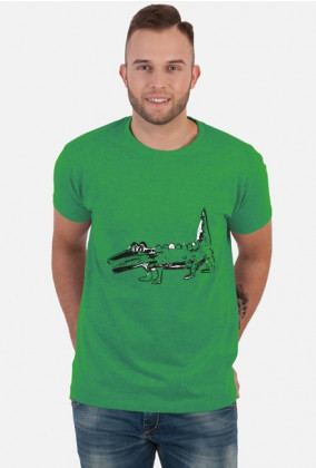 Męska koszulka z krokodylem, fajna koszulka męska z nadrukiem krokodyla