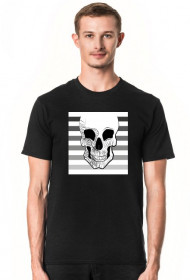 Czaszka na paskach na czarnym