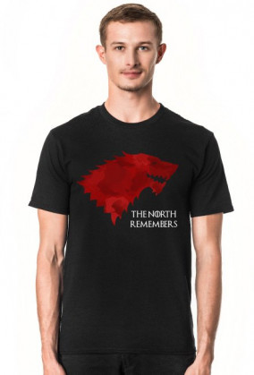 Wolf The North Remembers Gra o tron koszulka męska czarna