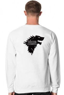 Wolf Winter is coming Gra o tron bluza męska biała