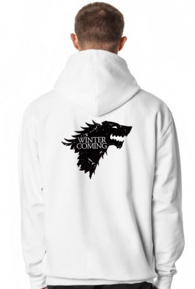 Wolf Winter is coming Gra o tron bluza z kapturem męska biała